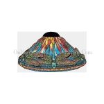 WORDEN STAINED GLASS LAMP PATTERN DRAGONFLY T GREEN GOLD W/FILIGREES & JEWELS FREE SHIPPING C1618