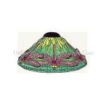 WORDEN STAINED GLASS LAMP PATTERN DRAGONFLY T RED ON YELLOW GREEN W/FILIGREES & JEWELS FREE SHIPPING C1620