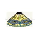 WORDEN STAINED GLASS LAMP PATTERN DRAGONFLY T  BLUE ON YELLOW W/FILIGREES & JEWELS FREE SHIPPING C1621